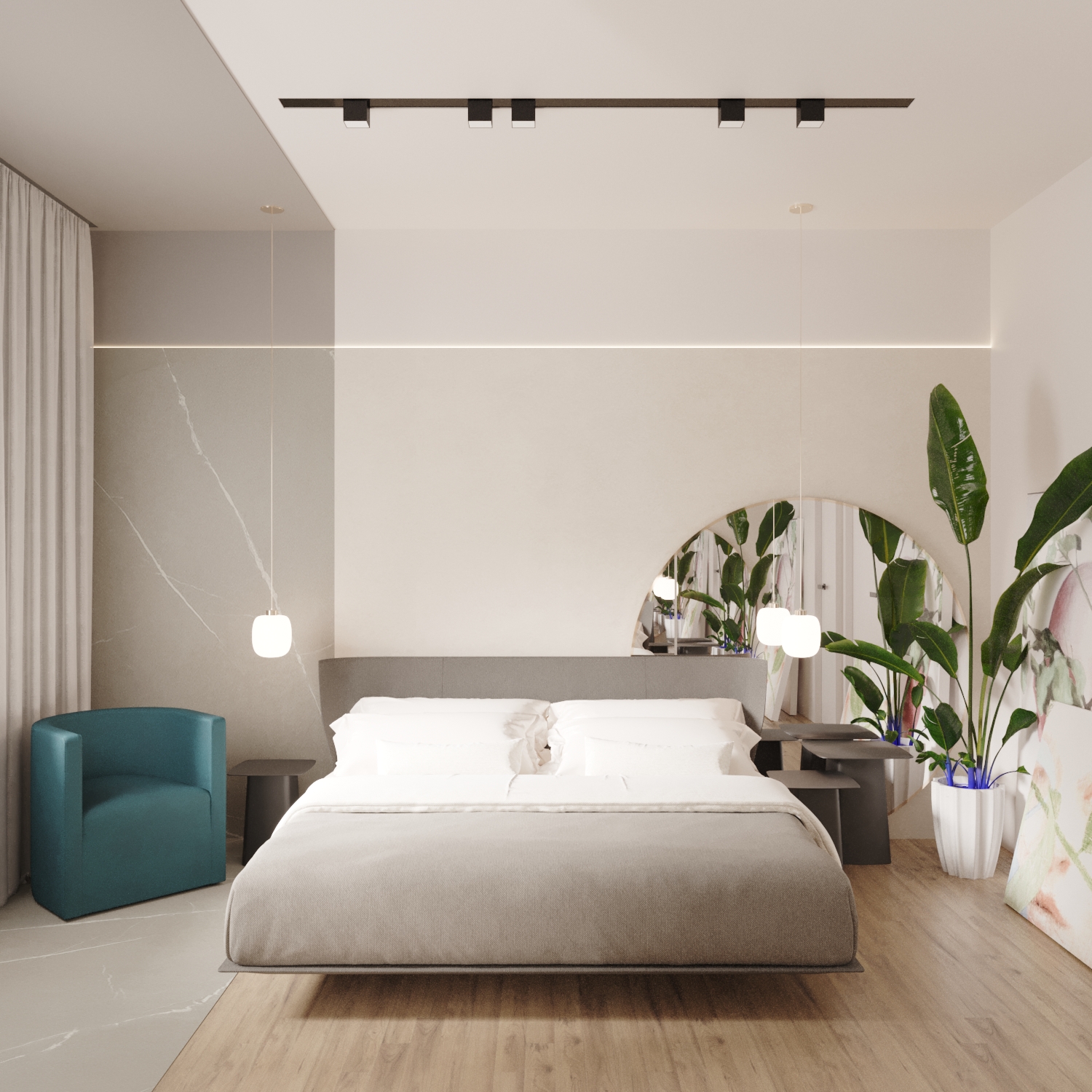 Giulia Doria Architetto | Lavica Studio | appartamento Catania | render interno camera da letto 8