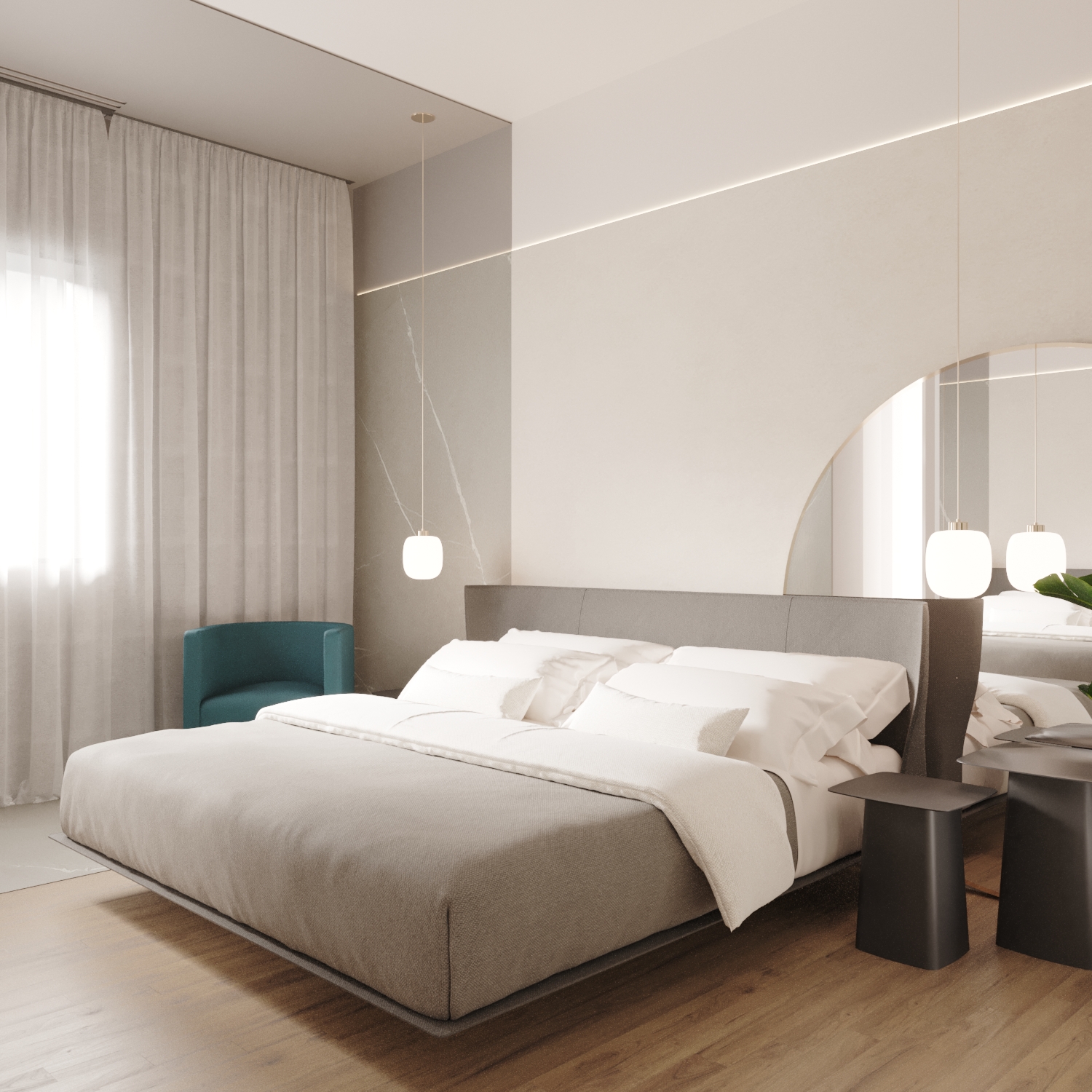 Giulia Doria Architetto | Lavica Studio | appartamento Catania | render interno camera da letto 7