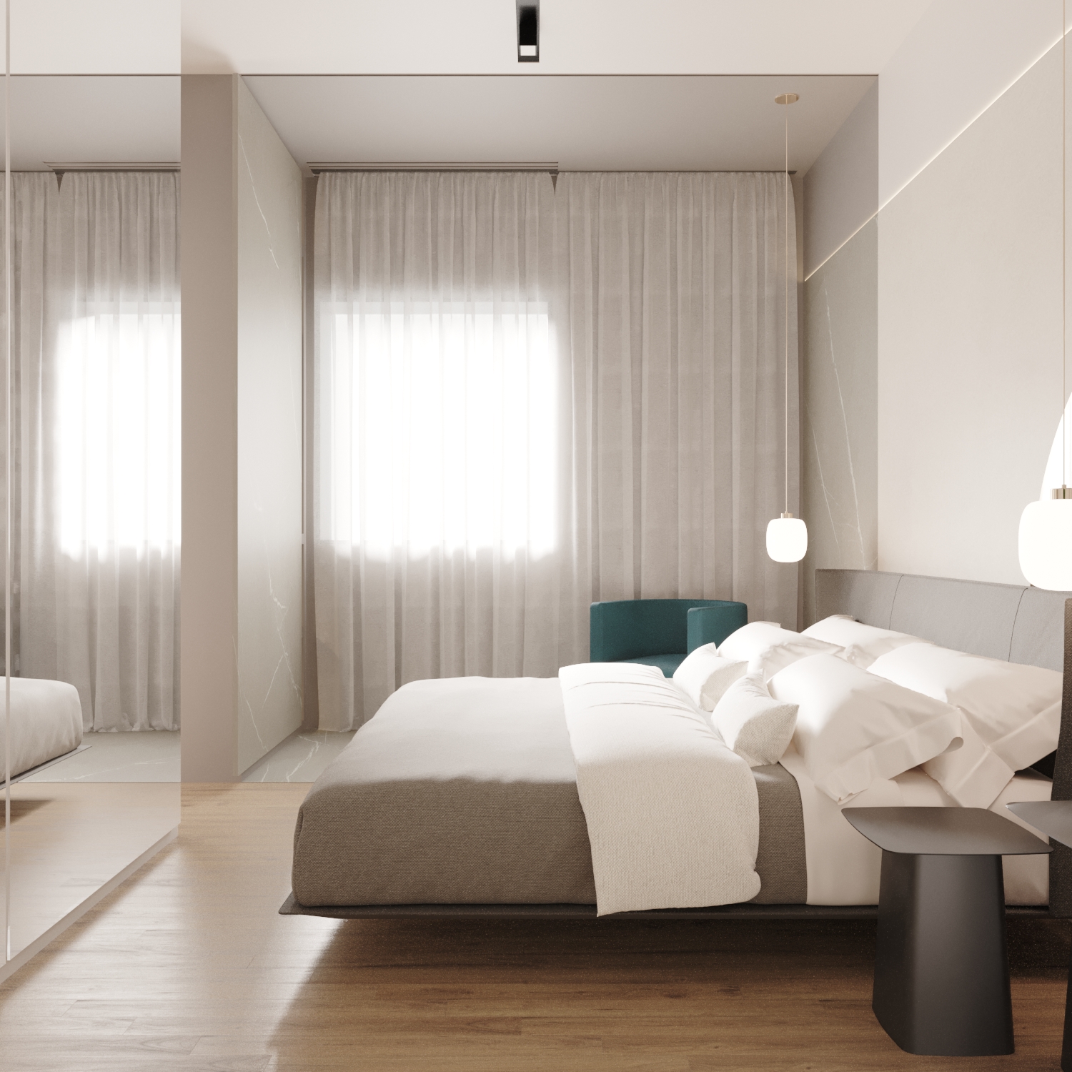 Giulia Doria Architetto | Lavica Studio | appartamento Catania | render interno camera da letto 6